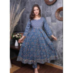 AC203 Blue Anarkali Kurti And Pant