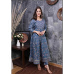 AC203 Blue Anarkali Kurti And Pant v3