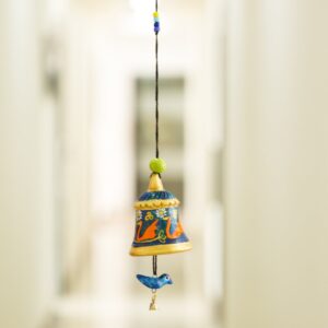 ExclusiveLane Terracotta Handpainted Home Decorative Balcony Hanging Garden Bell (Multicolor)
