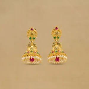 Dainty Floral Gold Traditional Jhumka Earrings