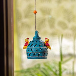 ExclusiveLane Terracotta Handpainted Home Decorative Balcony Hanging Garden Bell (Multicolor)